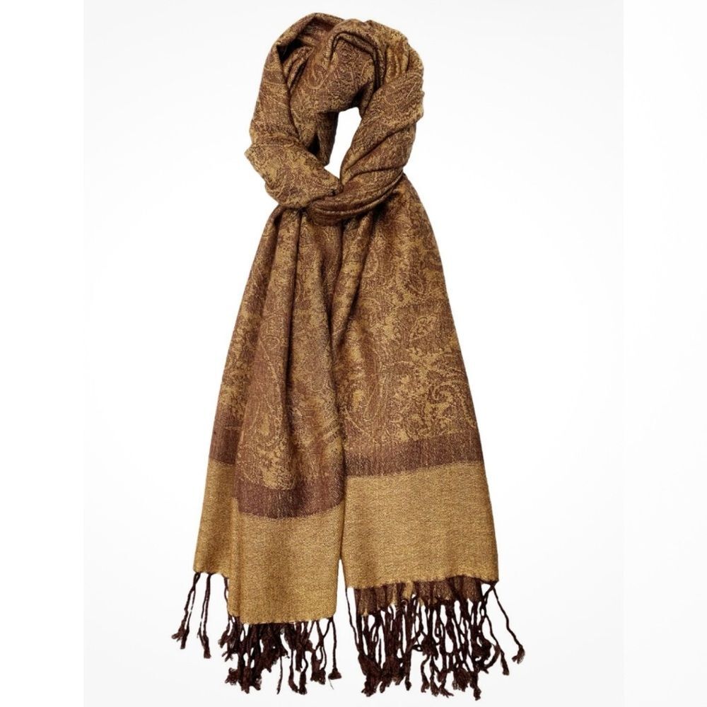 Pashmina Jacquard Paisley Double-Sided Two Tone Shawl Wrap Vintage Scarf
